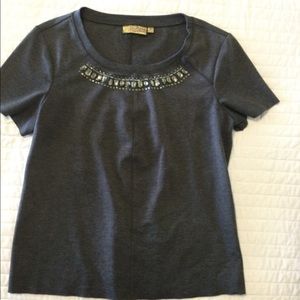 Gray rhinestone short sleeve top size M